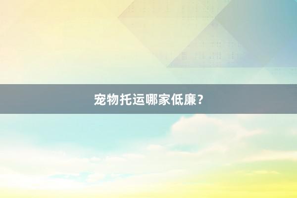 宠物托运哪家低廉？
