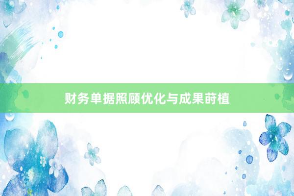 财务单据照顾优化与成果莳植